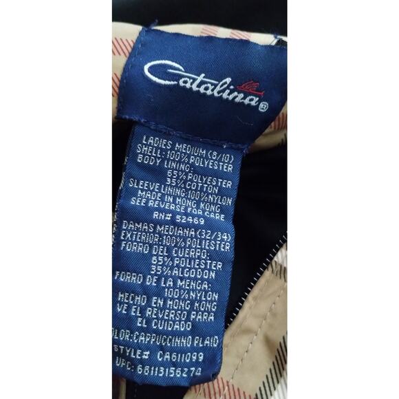 Vtg Catalina Women's Lightweight Windbreaker Jacket Capuccino Plaid-Nova Check M - Picture 2 of 11